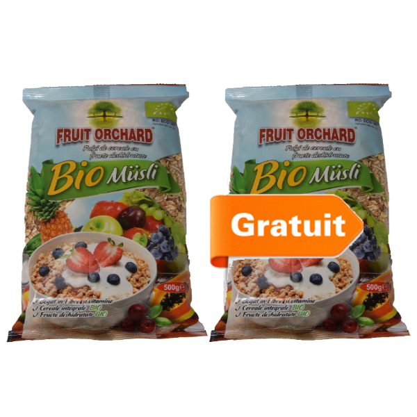 Fulgi cereale cu fructe (muesli) BIO Driedfruits – 500 g (Pachet 1+1 gratis)
